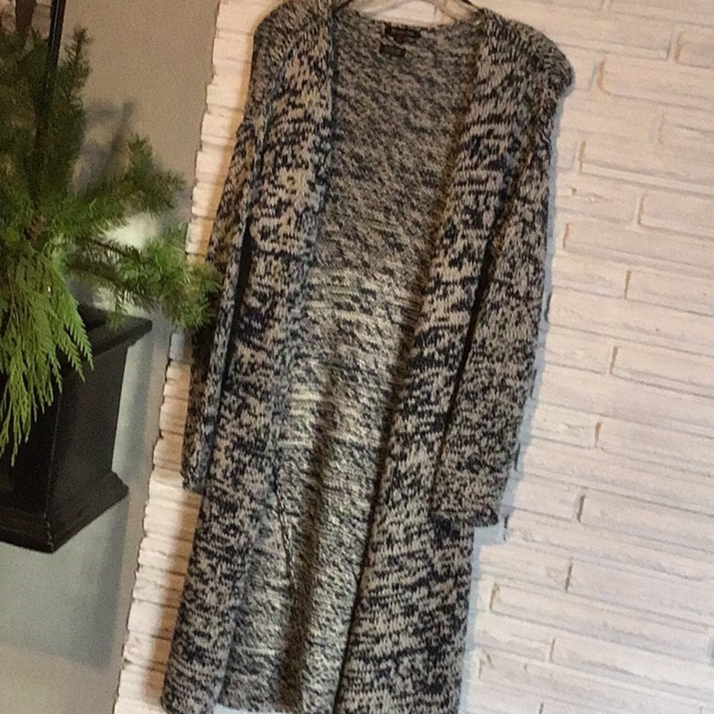 Blue, cream sweater coat SzS